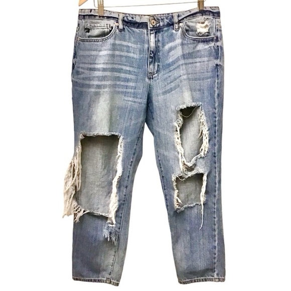 KanCan 15 (31) Ruby High Rise Jeans Distressed Boyfriend KC8571M Thigh Rub - Picture 3 of 13